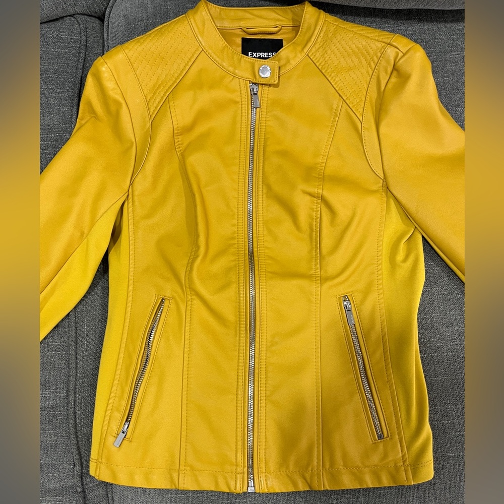 Yellow faux leather jacket